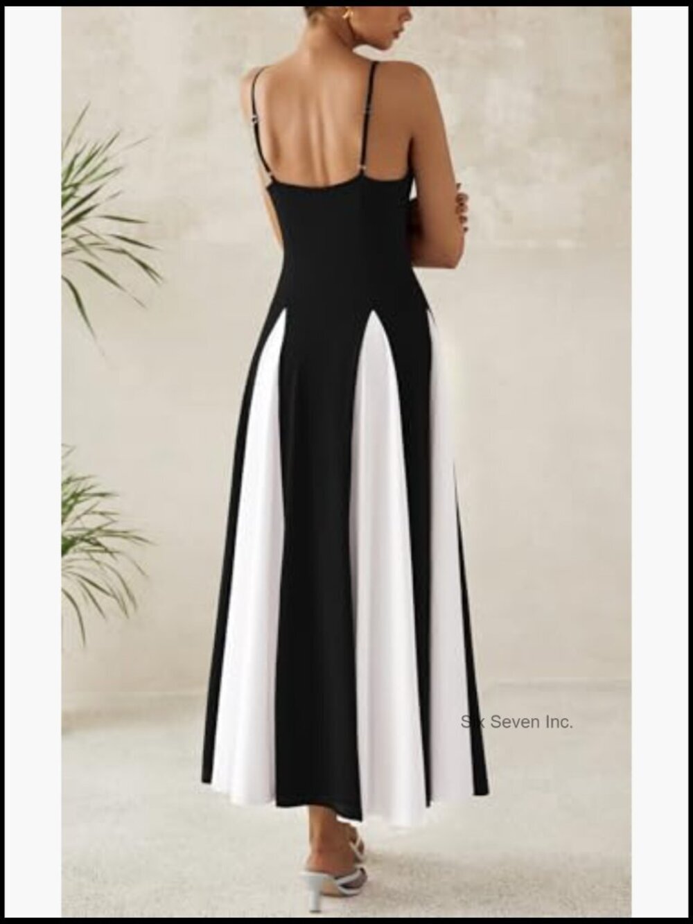 Spaghetti Strap Backless Flowy Maxi Dress Sleeveless Wedding Guest - Picture 5 of 7